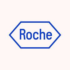 L'image montre le logo Roche, comportant le mot « Roche » en lettres bleues à l'intérieur d'un contour hexagonal bleu sur un fond clair.
